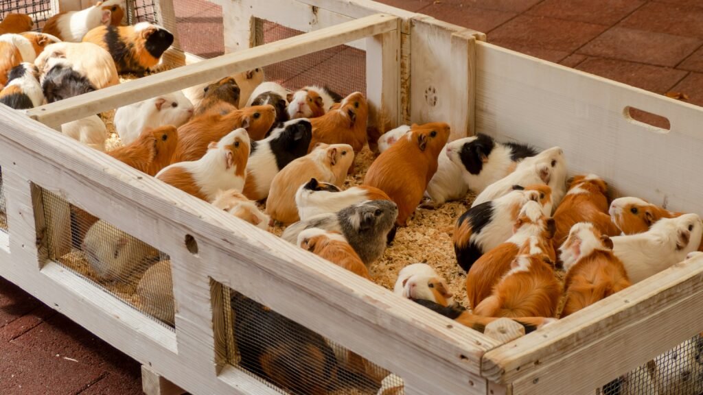 guinea pigs in clean cage